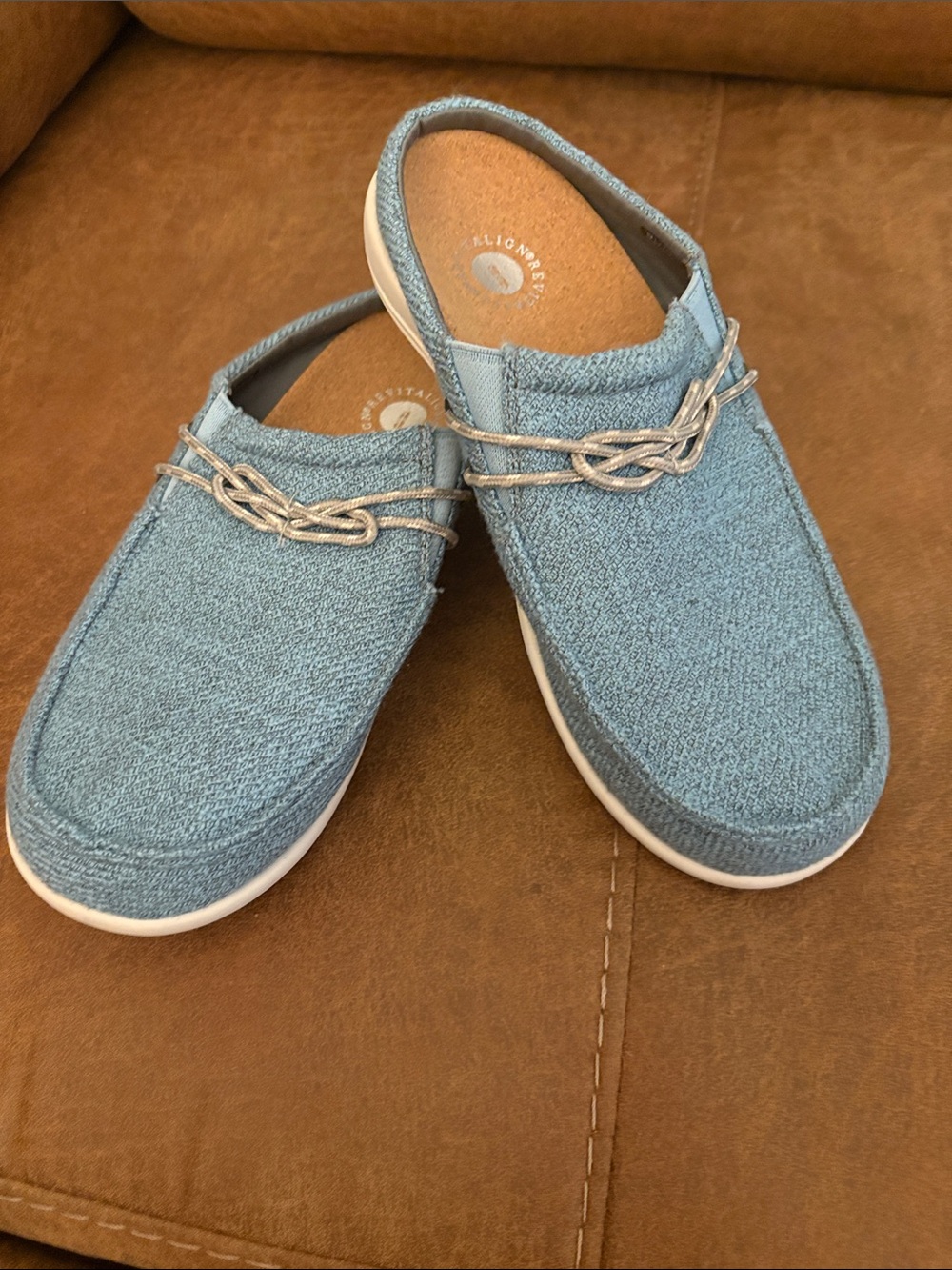 Revitalign QVC Siesta Carrick Blue Slip On Mules Clogs - Size 9.5D